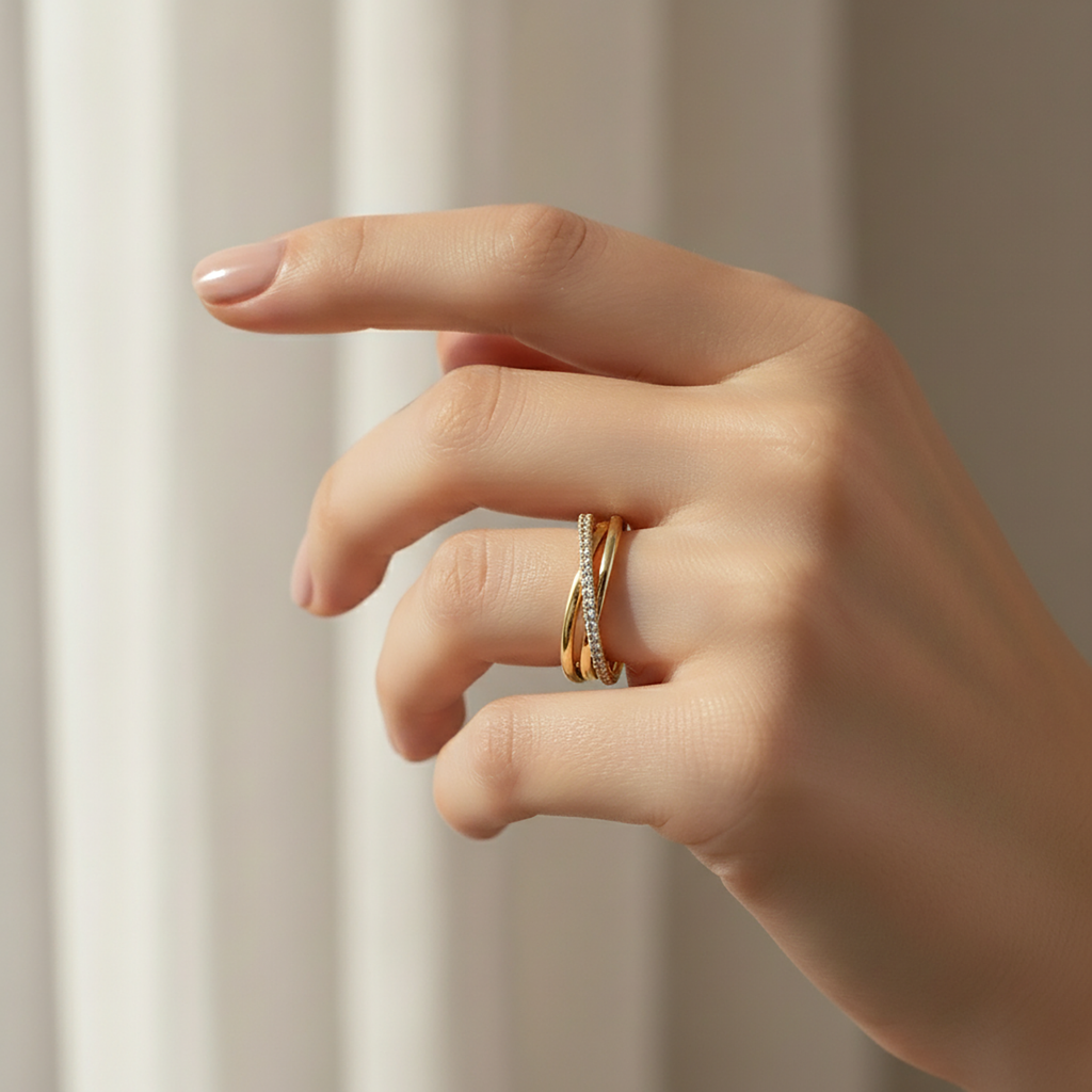 Crystal Interlocking Fidget Ring