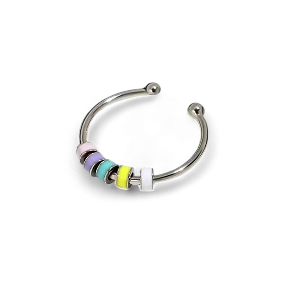 Enamel Bead Spinning Fidget Ring